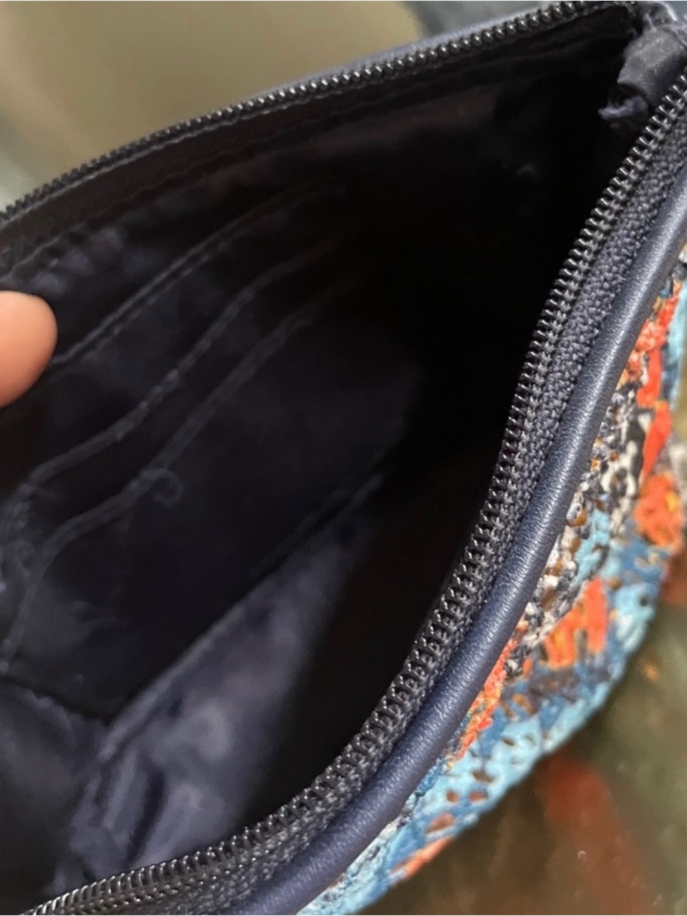 Vera Bradley Navy Teal Coral Embroidered Cosmetic Pouch - Picture 7 of 7